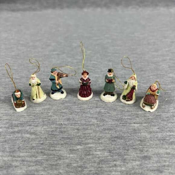 Vtg Miniature Victorian Style Christmas Ornaments Set Of 7 Santa/Carolers READ - Picture 1 of 6